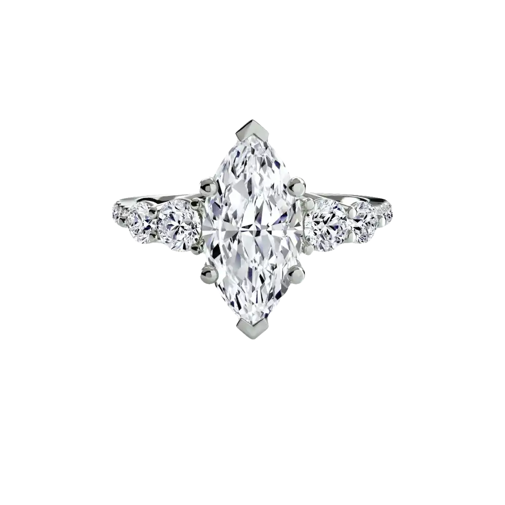 Five Stone Ring with Pavé Band - setting