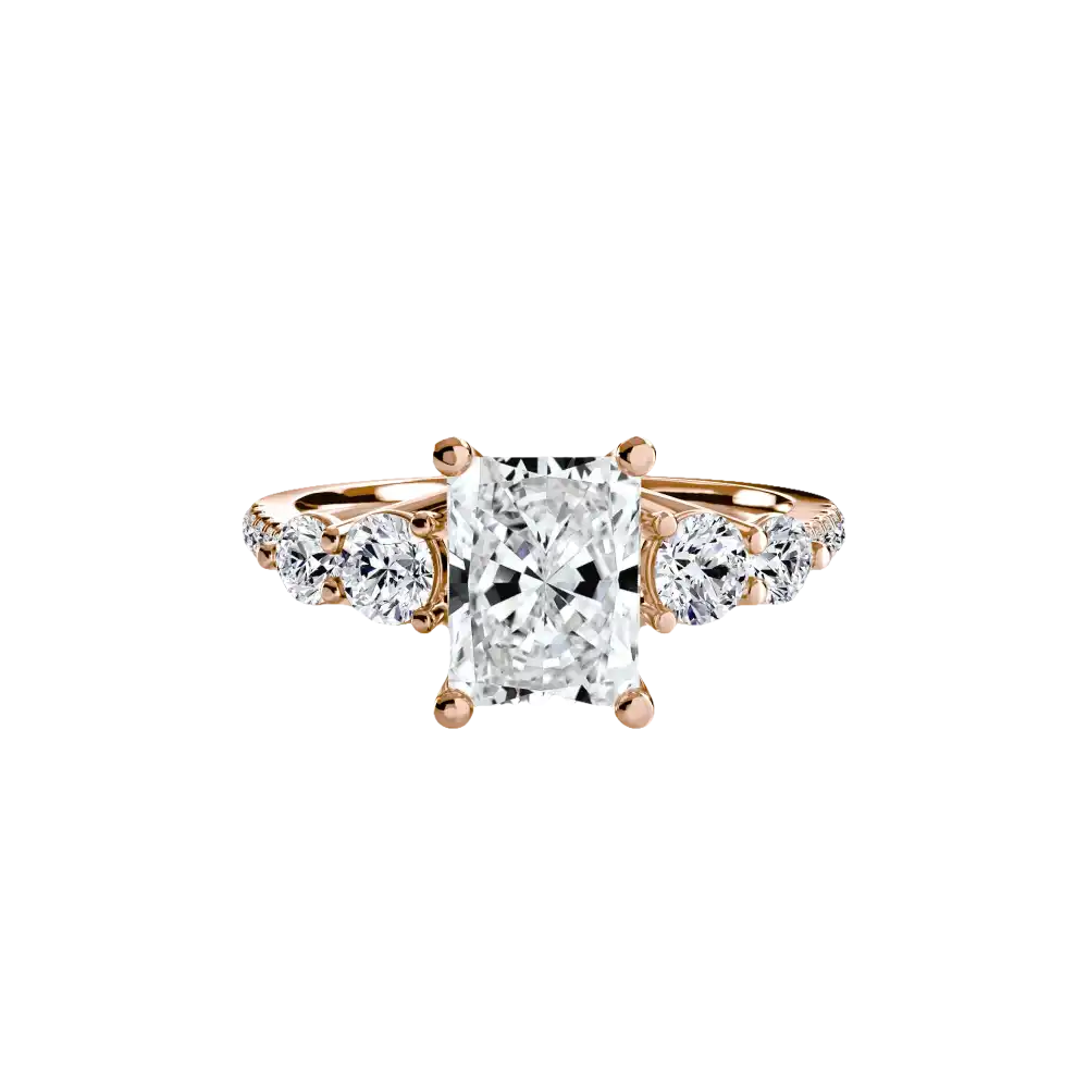 Five Stone Ring with Pavé Band - setting