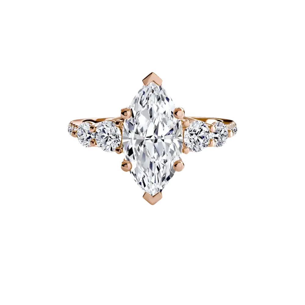 Five Stone Ring with Pavé Band - setting