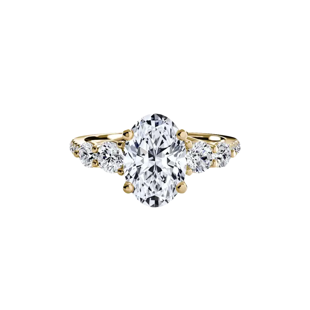Five Stone Ring with Pavé Band - setting