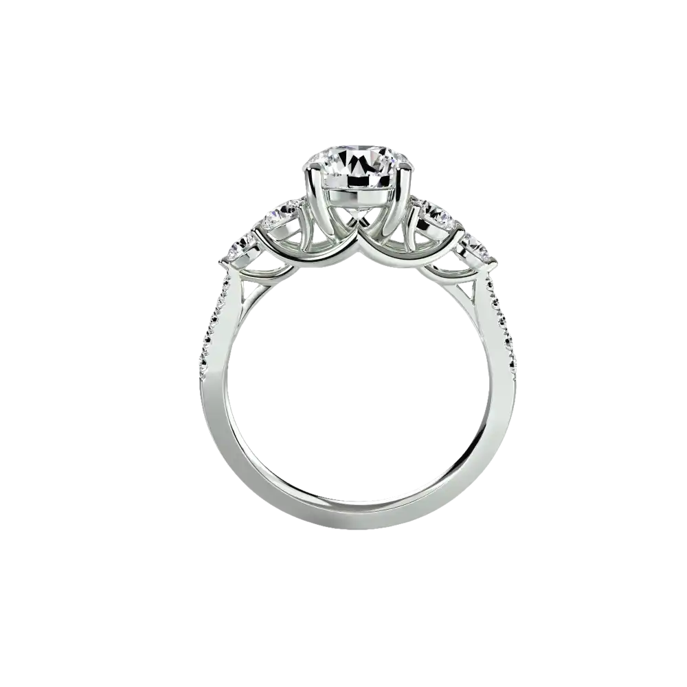 Five Stone Ring with Pavé Band - setting