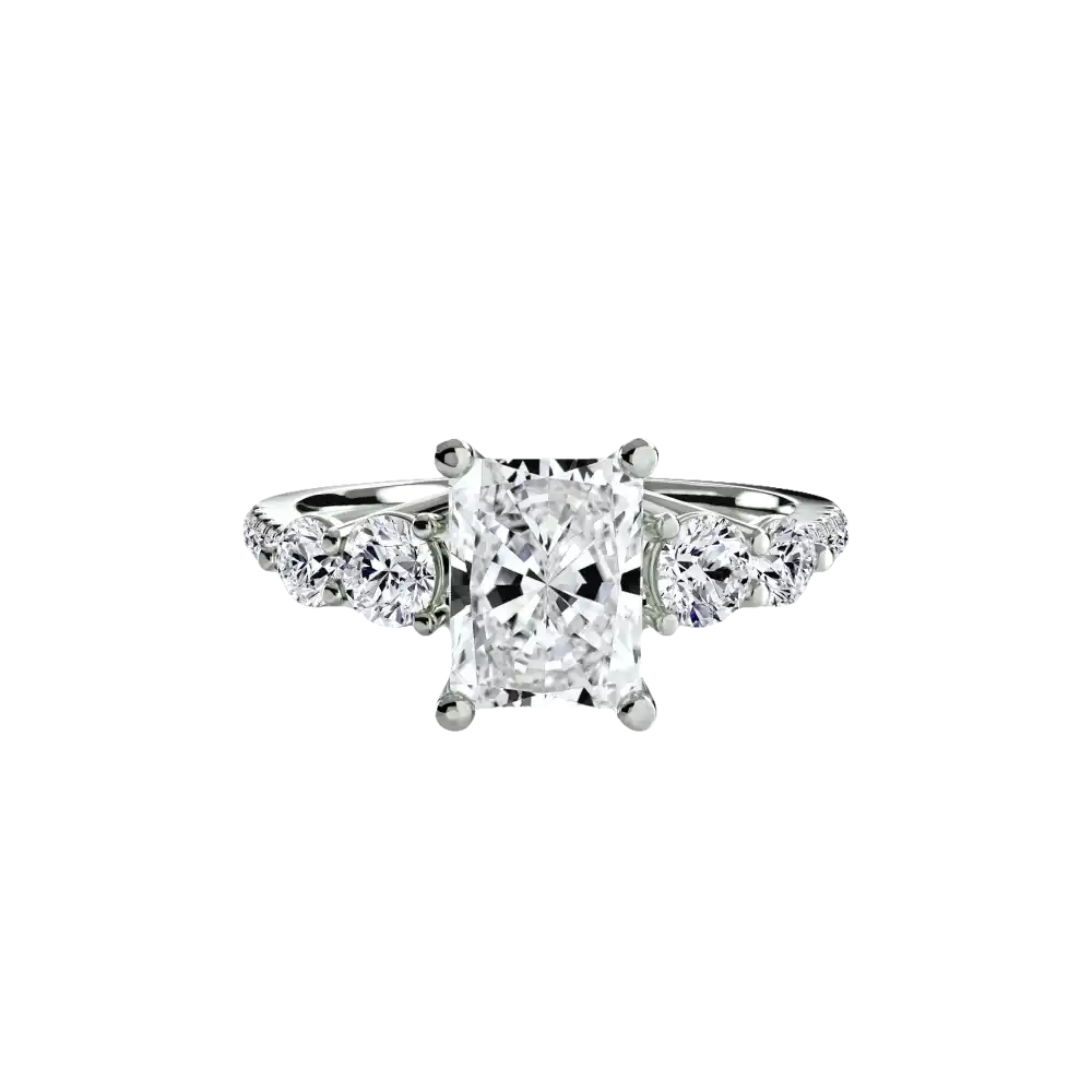 Five Stone Ring with Pavé Band - setting