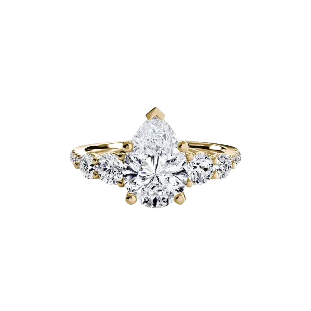 Five Stone Ring with Pavé Band - setting