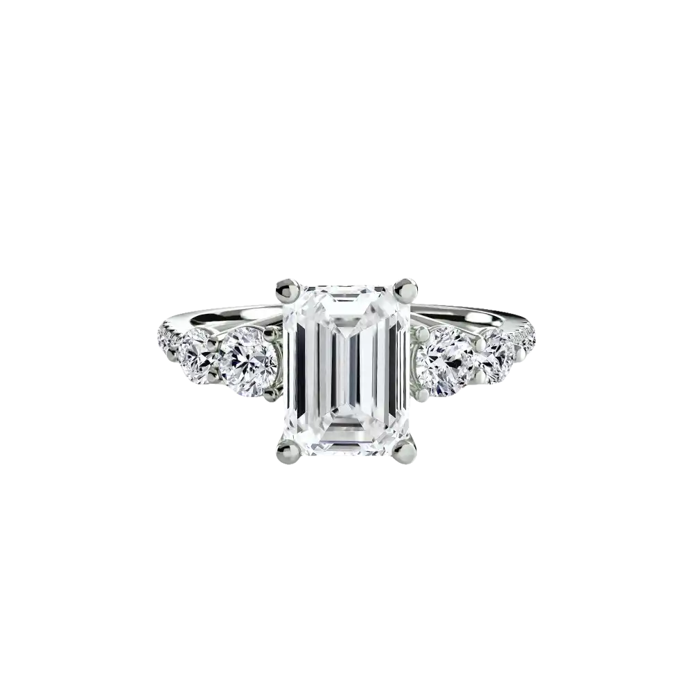 Five Stone Ring with Pavé Band - setting