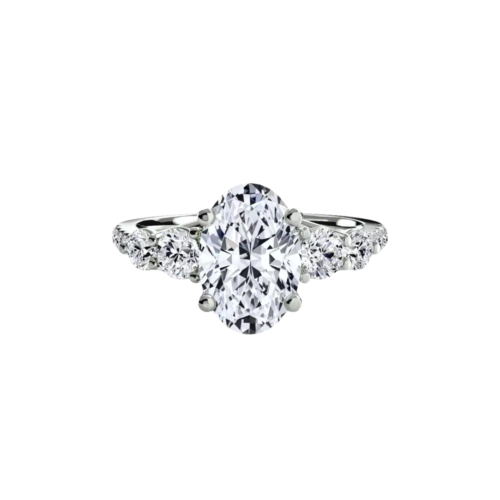 Five Stone Ring with Pavé Band - setting