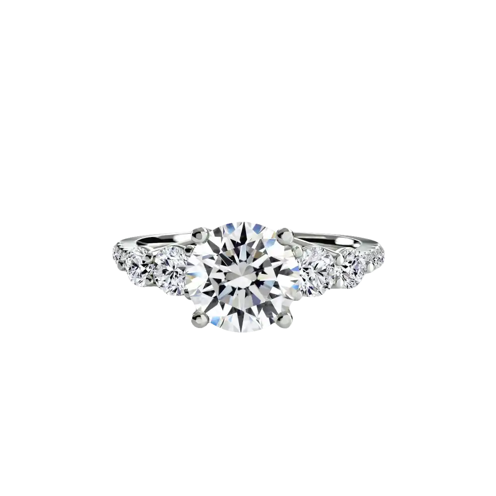 Five Stone Ring with Pavé Band - setting