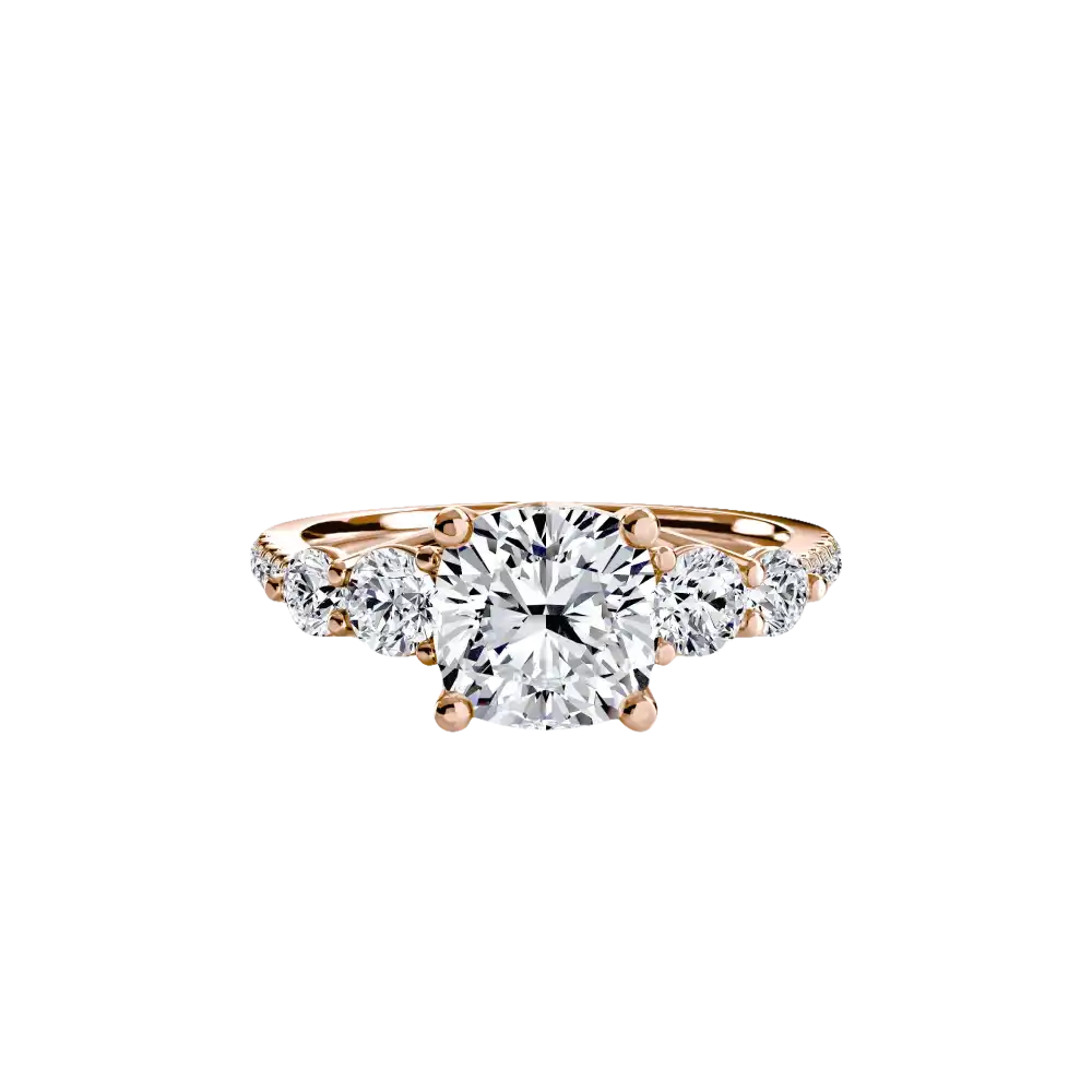 Five Stone Ring with Pavé Band - setting