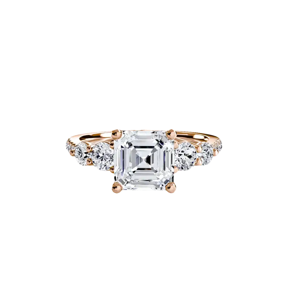 Five Stone Ring with Pavé Band - setting