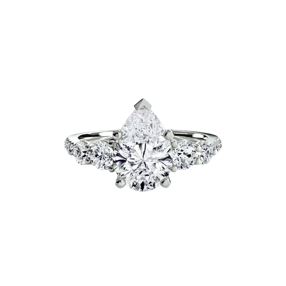 Five Stone Ring with Pavé Band - setting