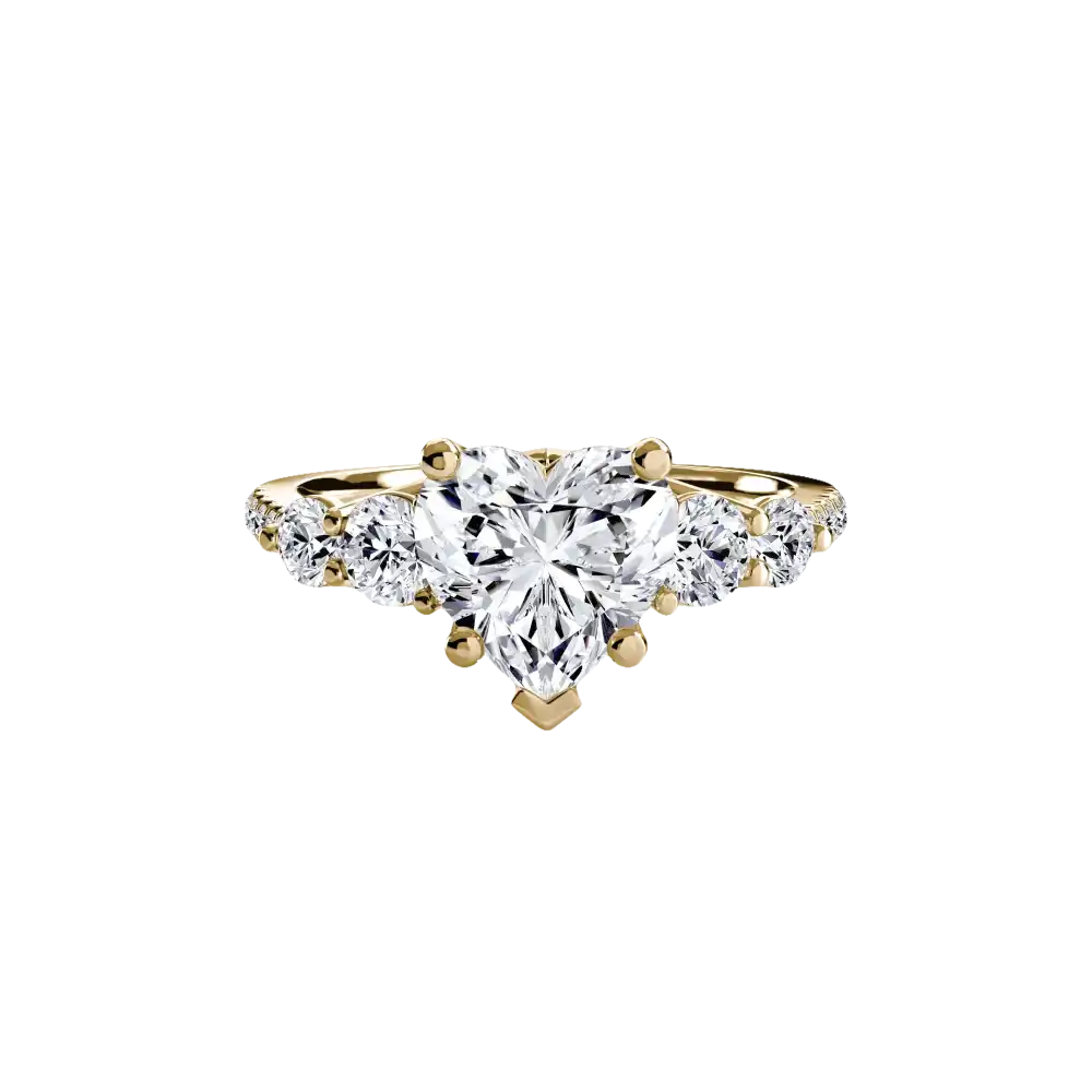 Five Stone Ring with Pavé Band - setting