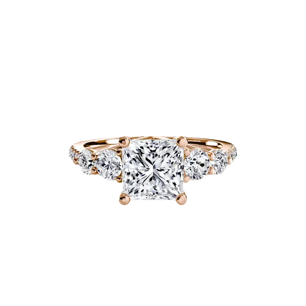 Five Stone Ring with Pavé Band - setting