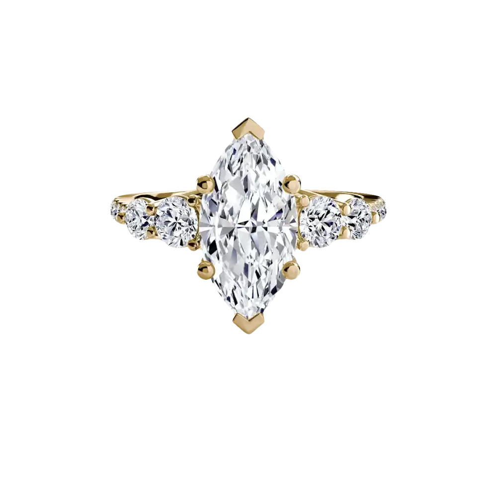 Five Stone Ring with Pavé Band - setting