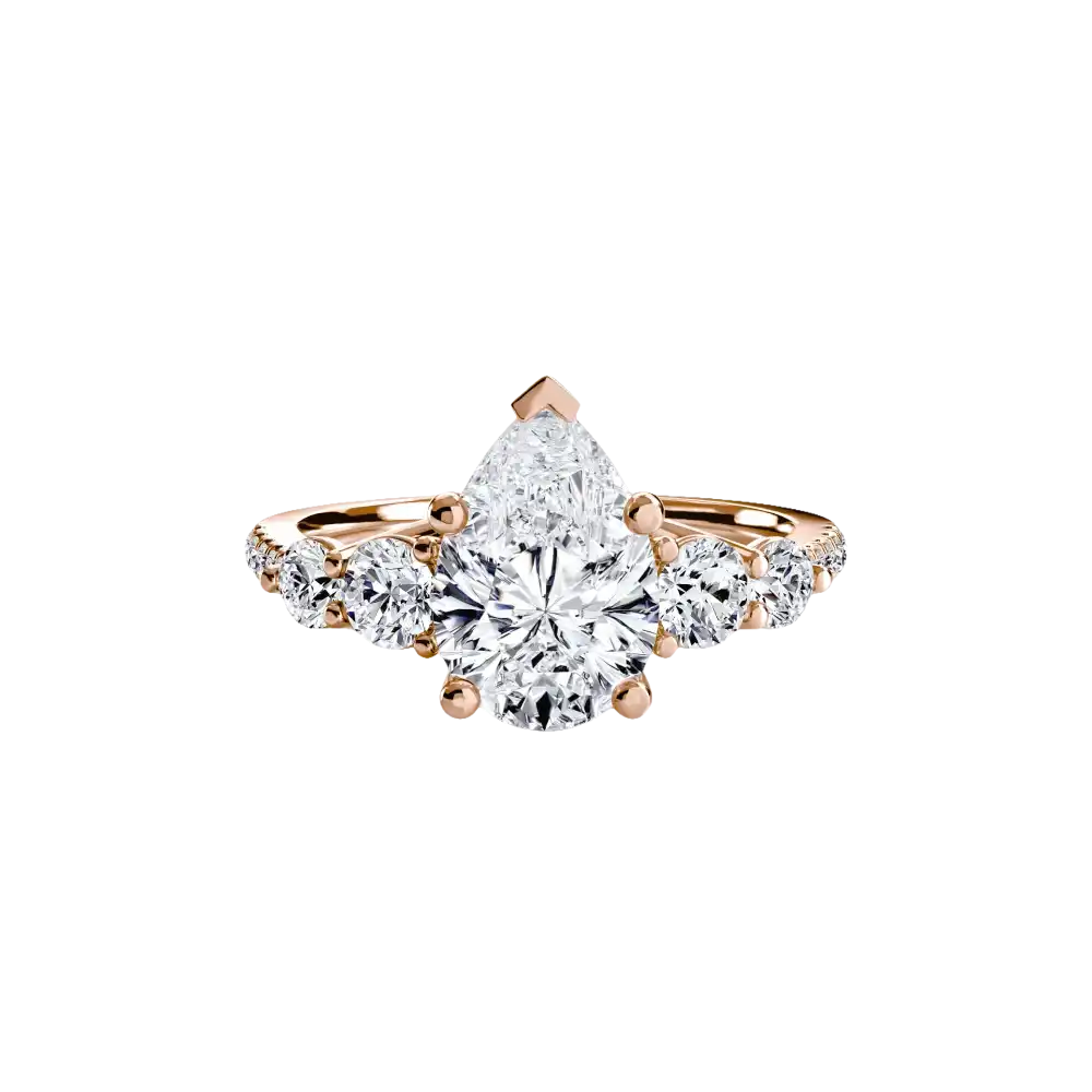 Five Stone Ring with Pavé Band - setting