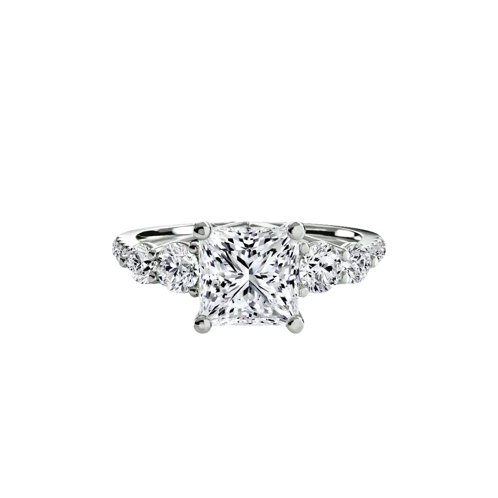 Five Stone Ring with Pavé Band - setting