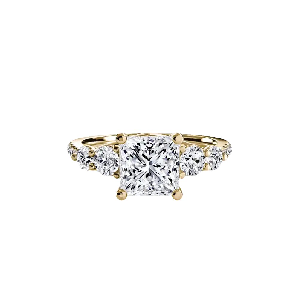 Five Stone Ring with Pavé Band - setting