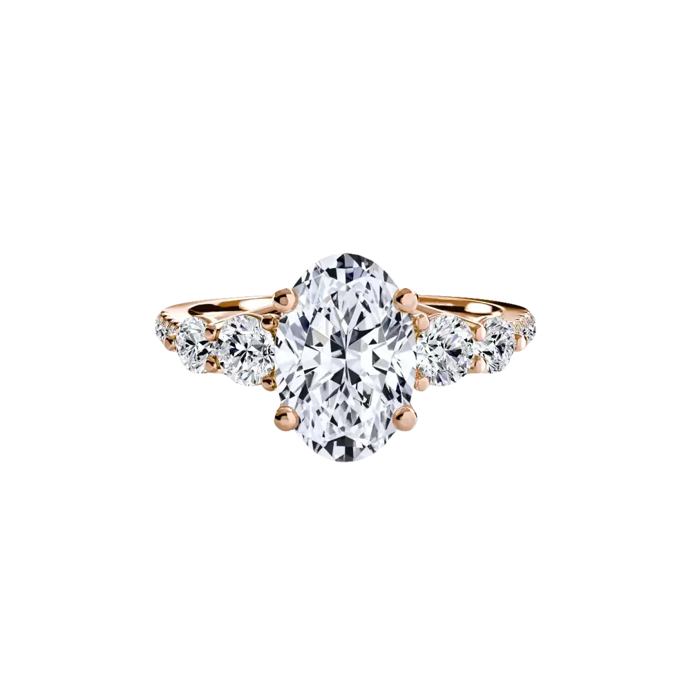 Five Stone Ring with Pavé Band - setting