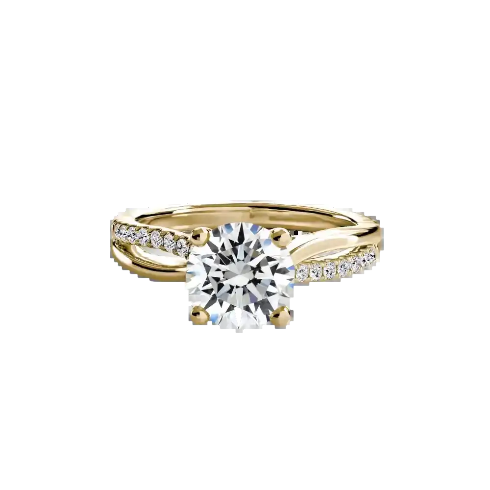 Gold Verlobungsring mit Brillant, Pavé Akzenten, Europa Größe 53, hochwertiger Schmuck