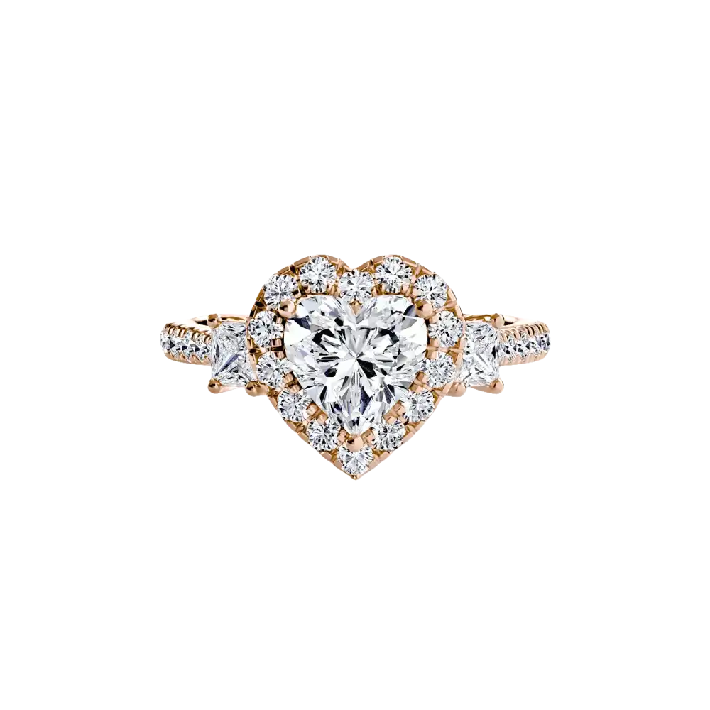 Three-Stone Ring with Halo 2 - setting