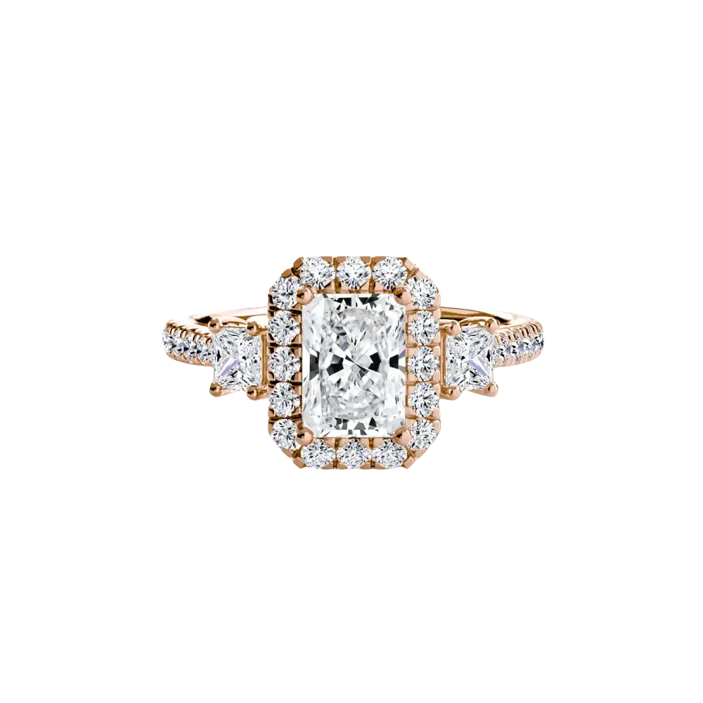 Three-Stone Ring with Halo 2 - setting
