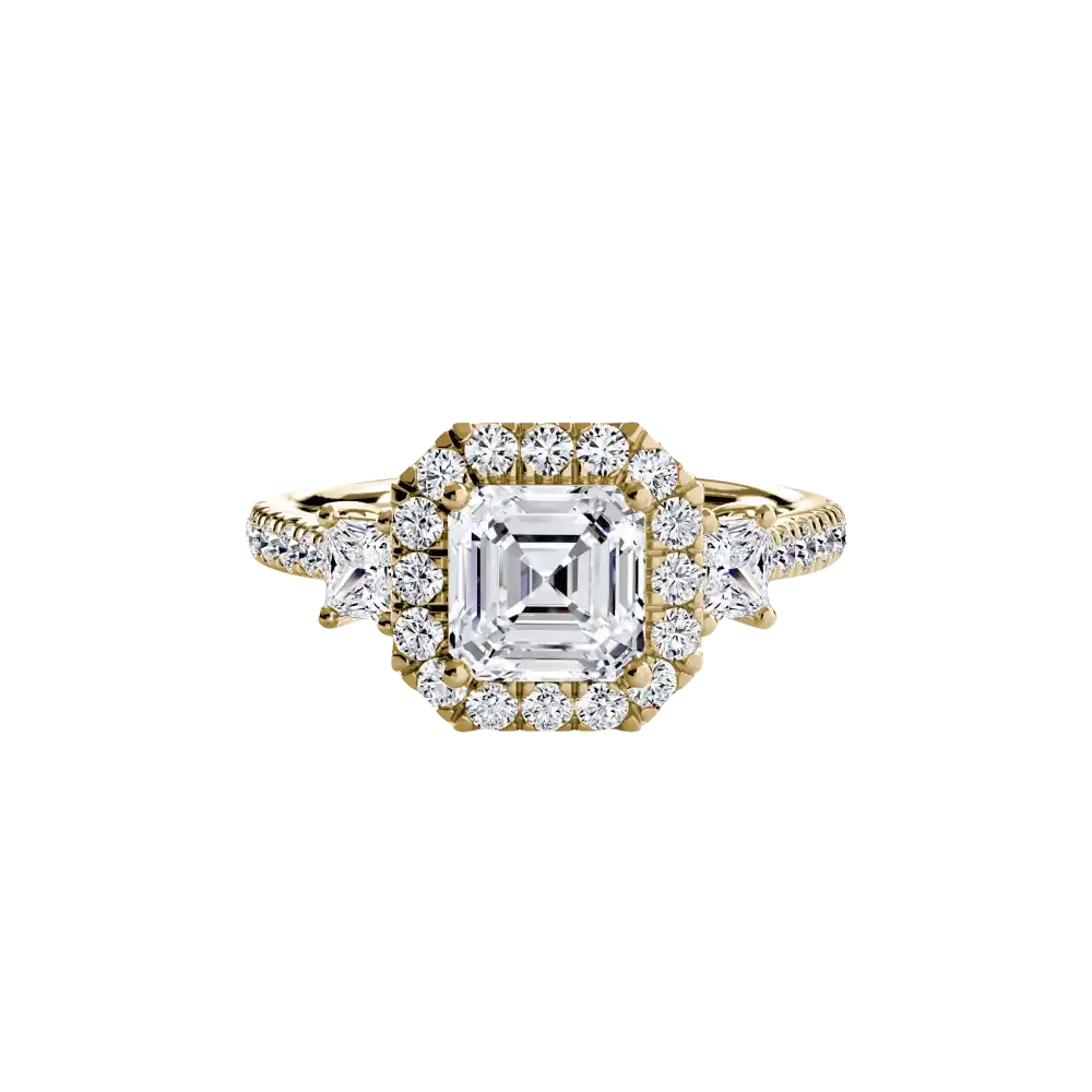 Three-Stone Ring with Halo 2 - setting
