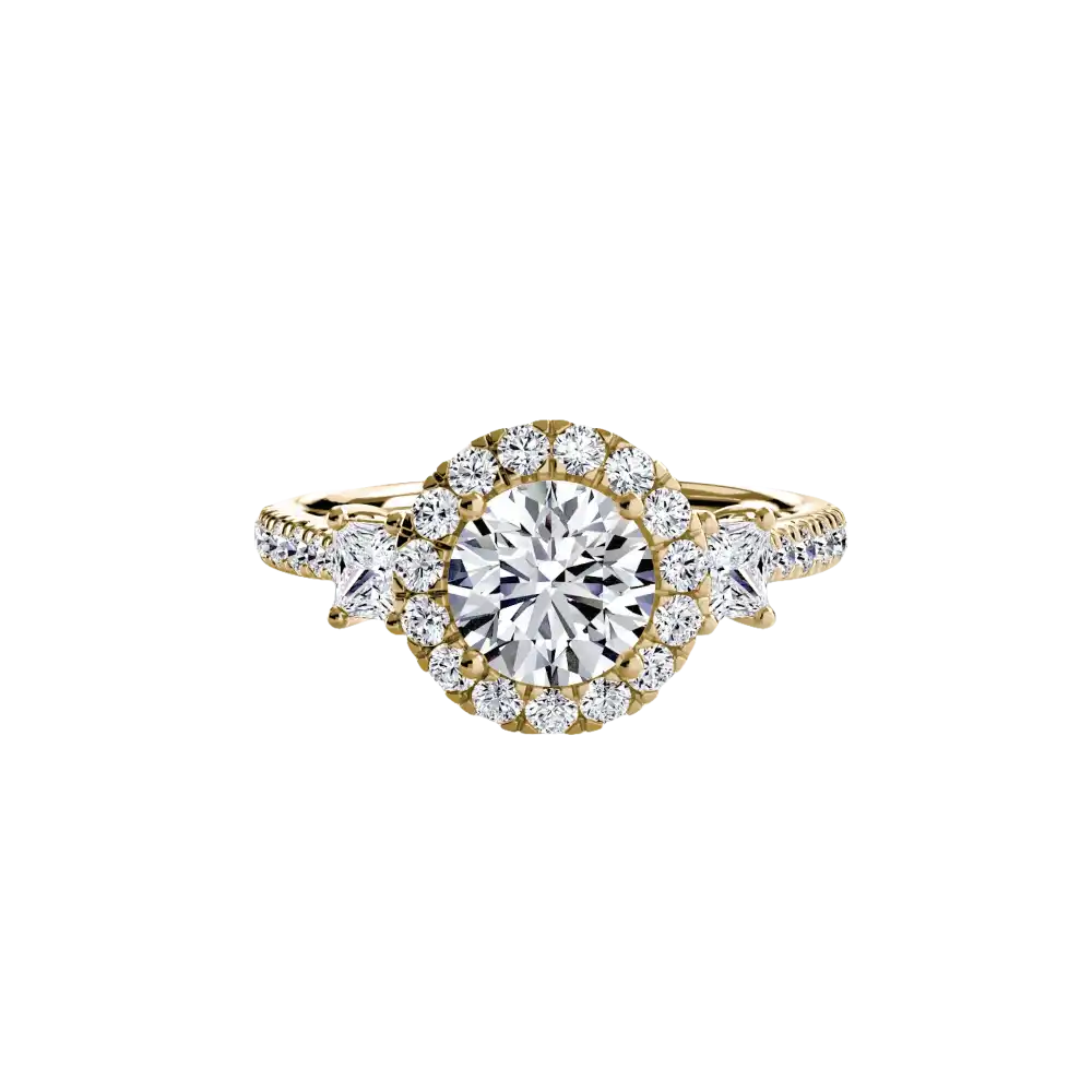 Three-Stone Ring with Halo 2 - setting