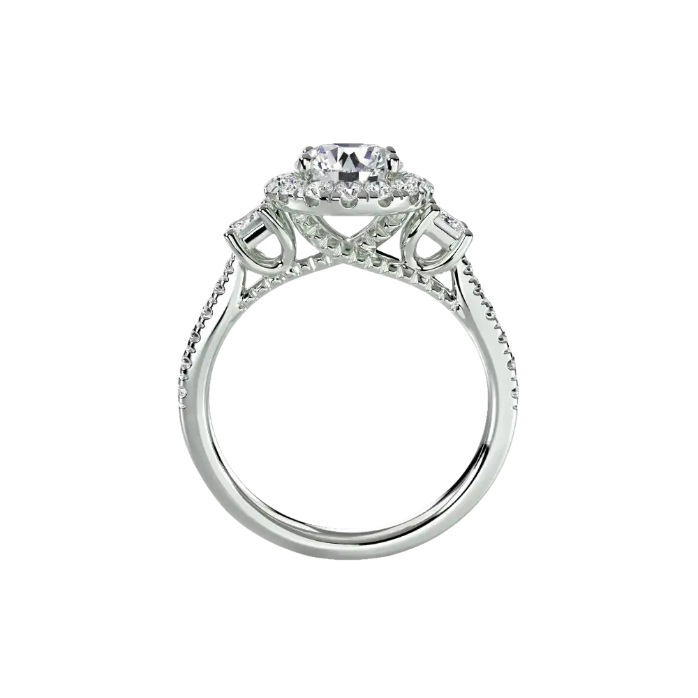 Three-Stone Ring with Halo 2 - setting
