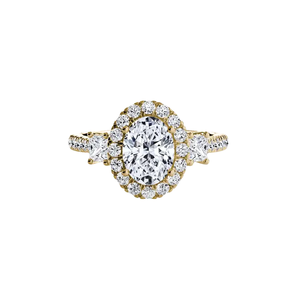 Three-Stone Ring with Halo 2 - setting