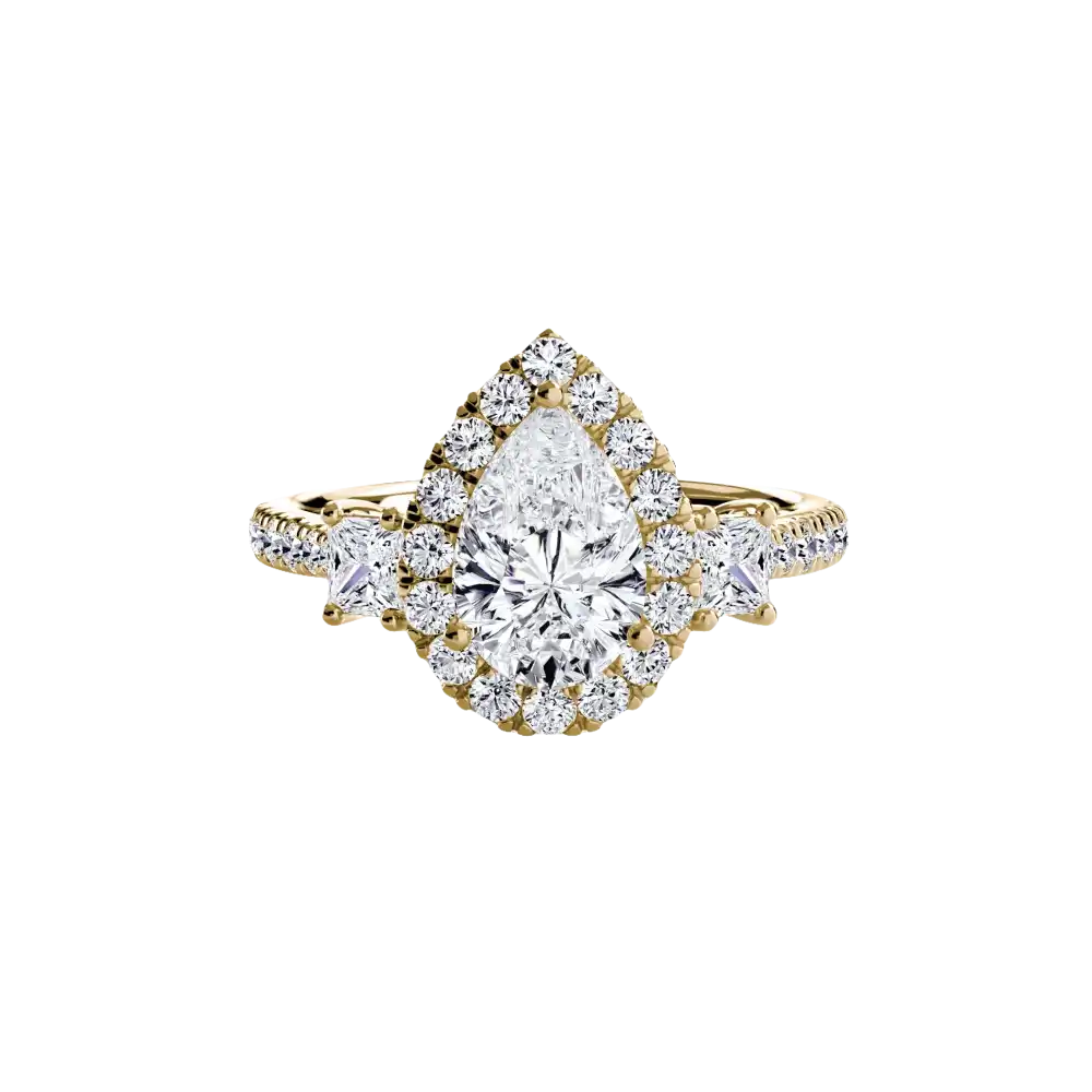 Three-Stone Ring with Halo 2 - setting