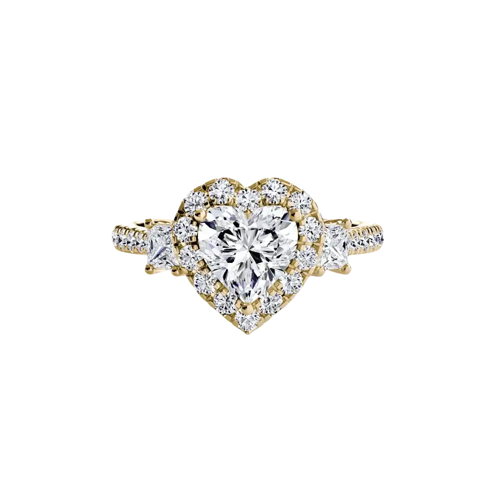 Three-Stone Ring with Halo 2 - setting