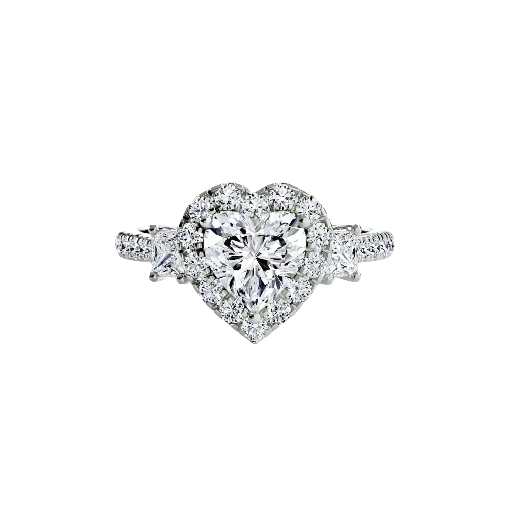 Three-Stone Ring with Halo 2 - setting