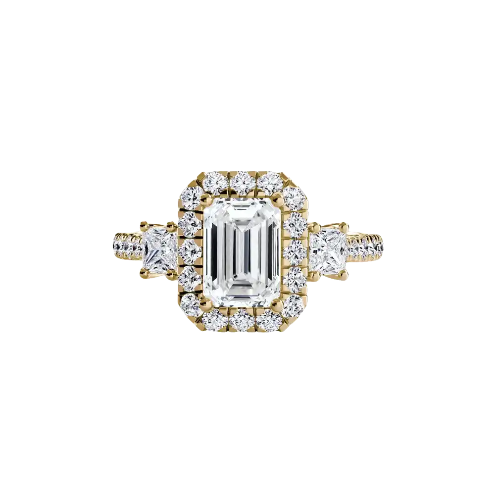 Three-Stone Ring with Halo 2 - setting
