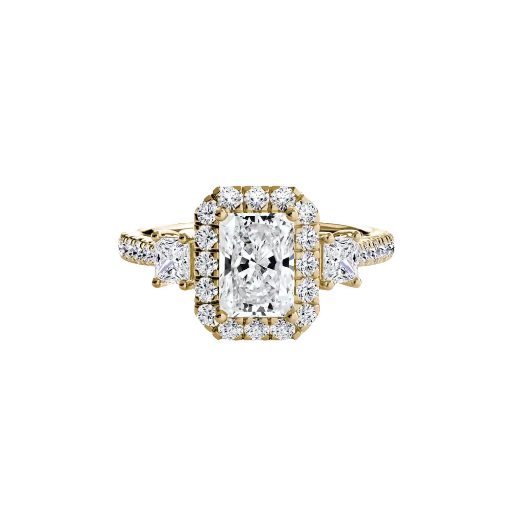 Three-Stone Ring with Halo 2 - setting