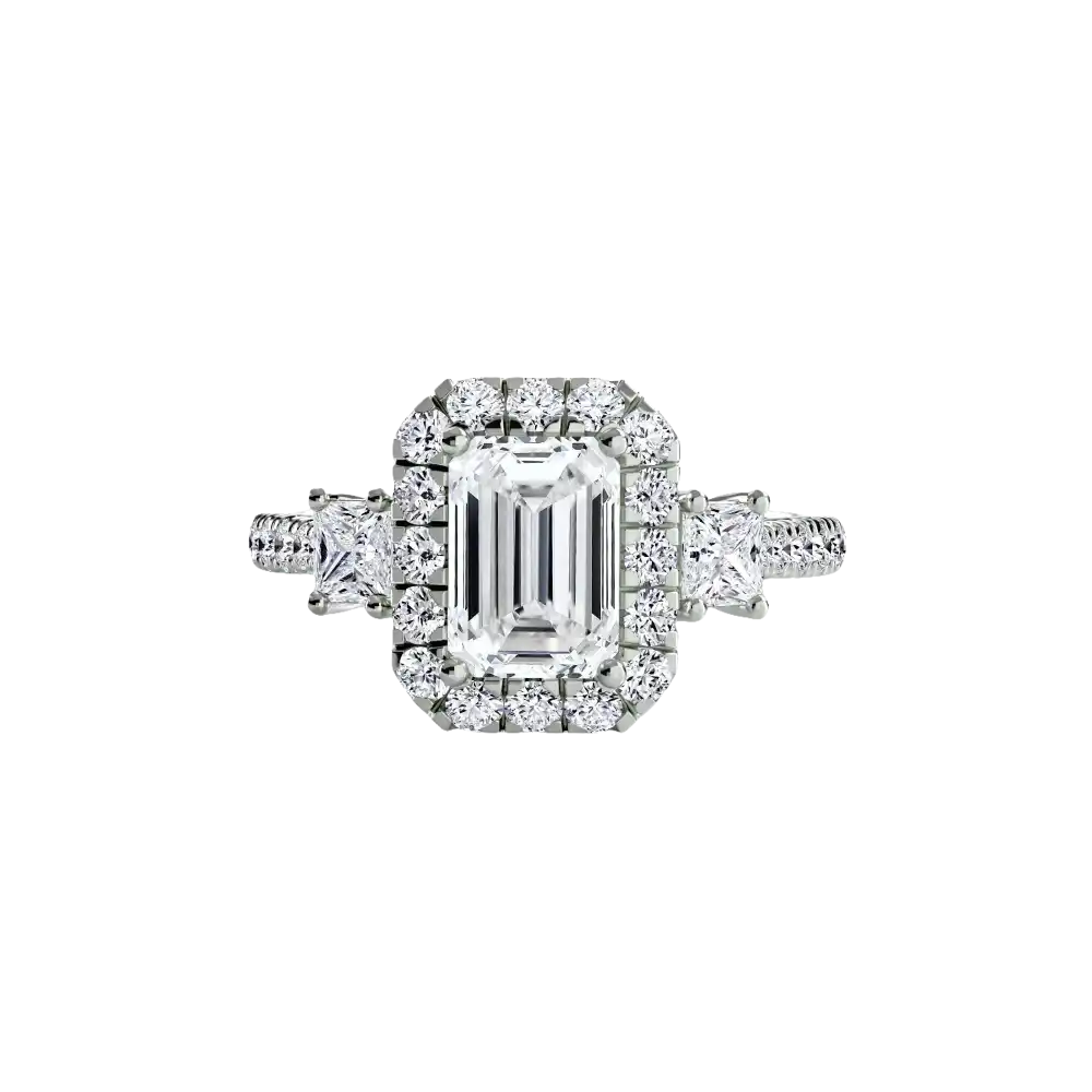 Three-Stone Ring with Halo 2 - setting