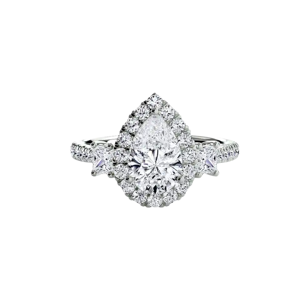 Three-Stone Ring with Halo 2 - setting