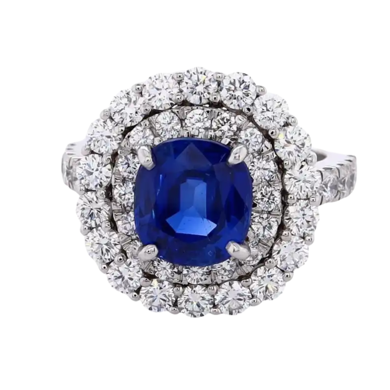 Blaue Kaschmirsaphir 3ct Schmuckring mit Diamanten und Edelsteinen