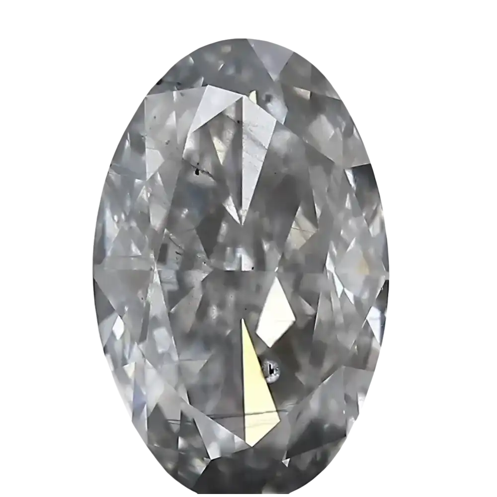 Ovaler natürlicher Diamant Grau Sehr Gut mit internen Einschlüssen für Schmuck