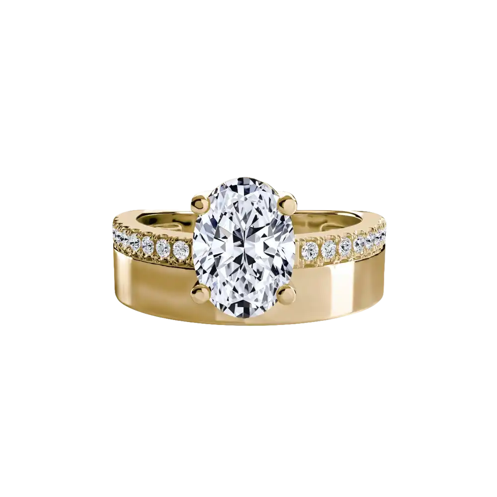 Wide Band Solitaire with Pavé Band - setting