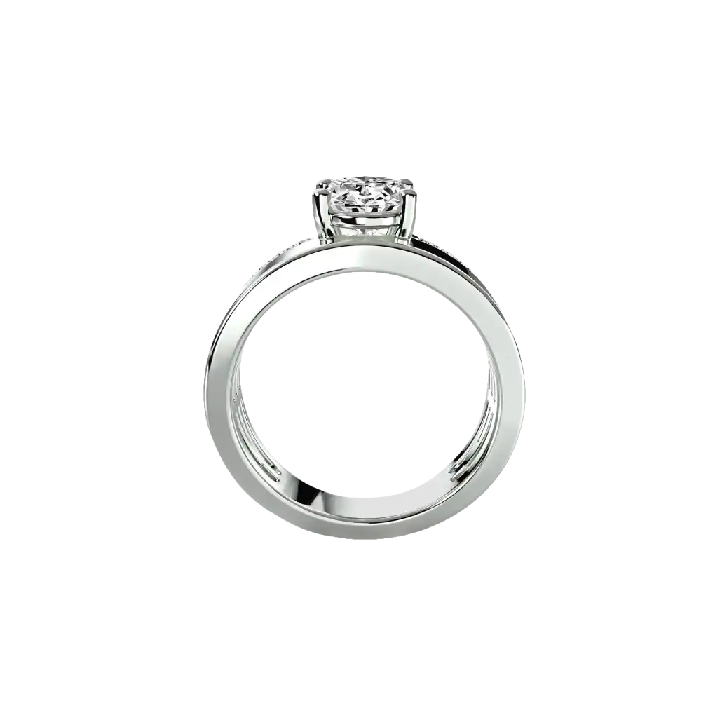 Wide Band Solitaire with Pavé Band - setting