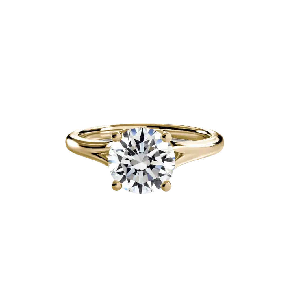 Solitaire ring 4 - 14K Yellow Gold / Round - setting