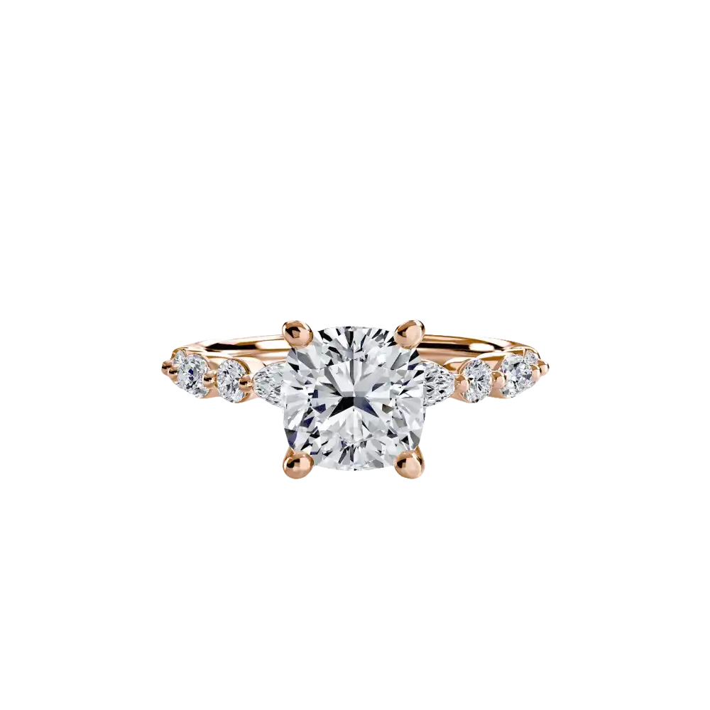 Solitaire with Eternity Pavé 2 - 14K Rose Gold / Cushion - setting