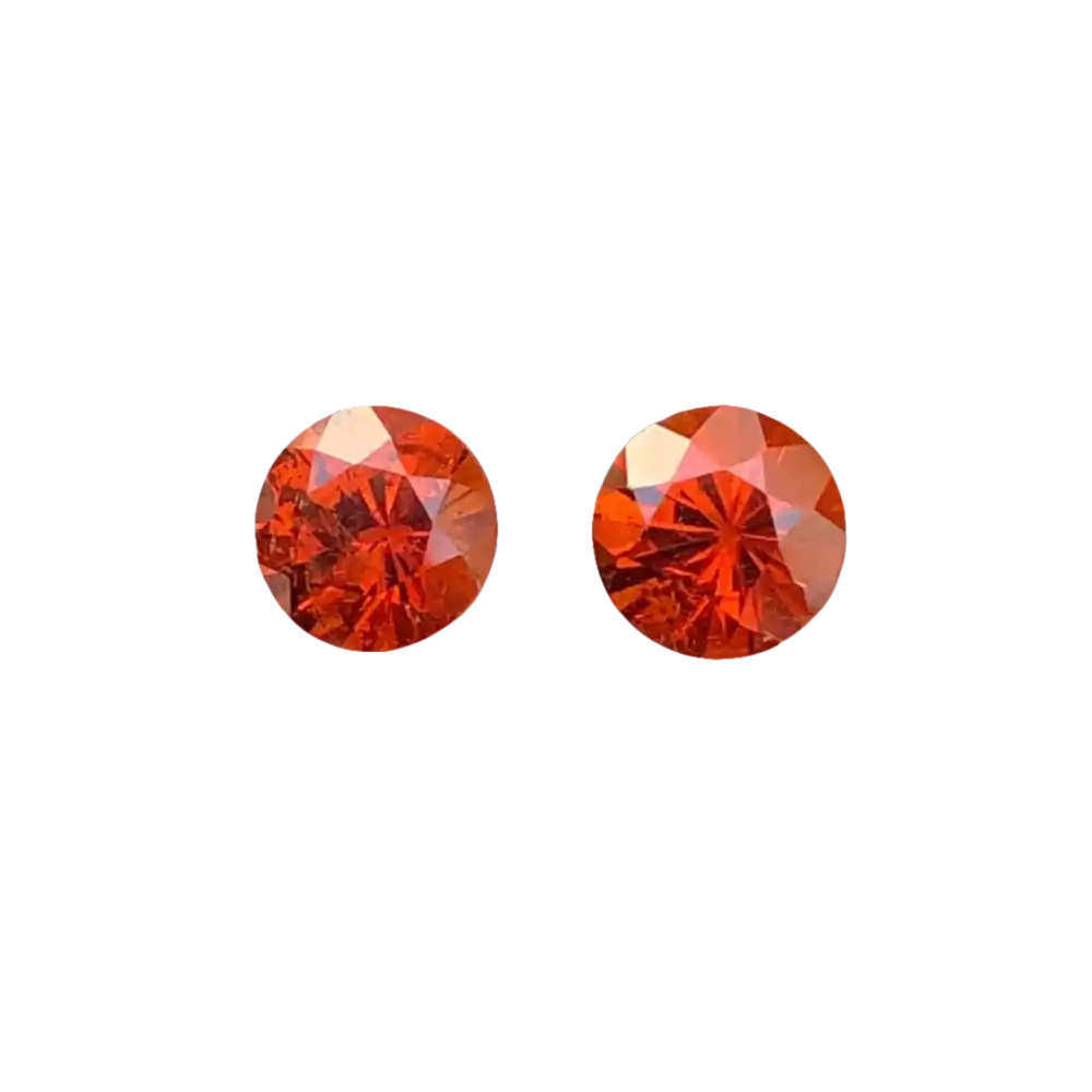 Zwei runde orange Spessartin Edelsteine im Produkt Spessartin Pärchen 1,45ct