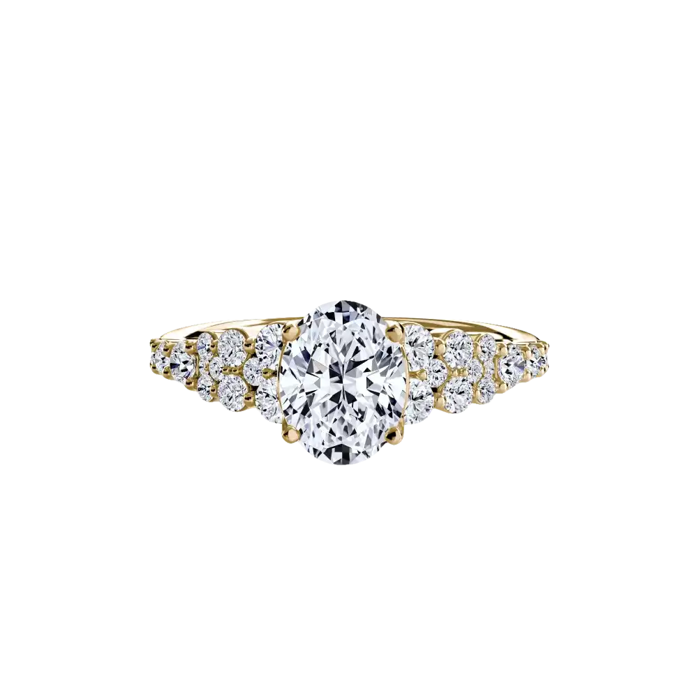 The Celestial Cluster Ring - 14K Yellow Gold / Oval - setting