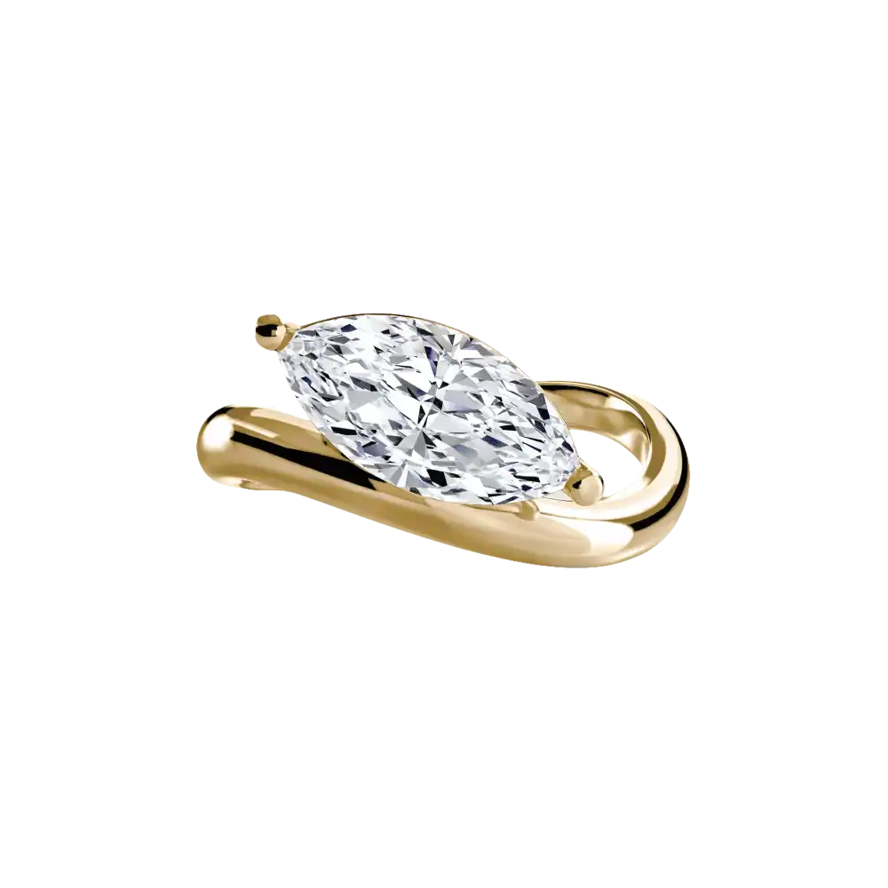 The Wave Ring - 14K Yellow Gold / Marquise - setting