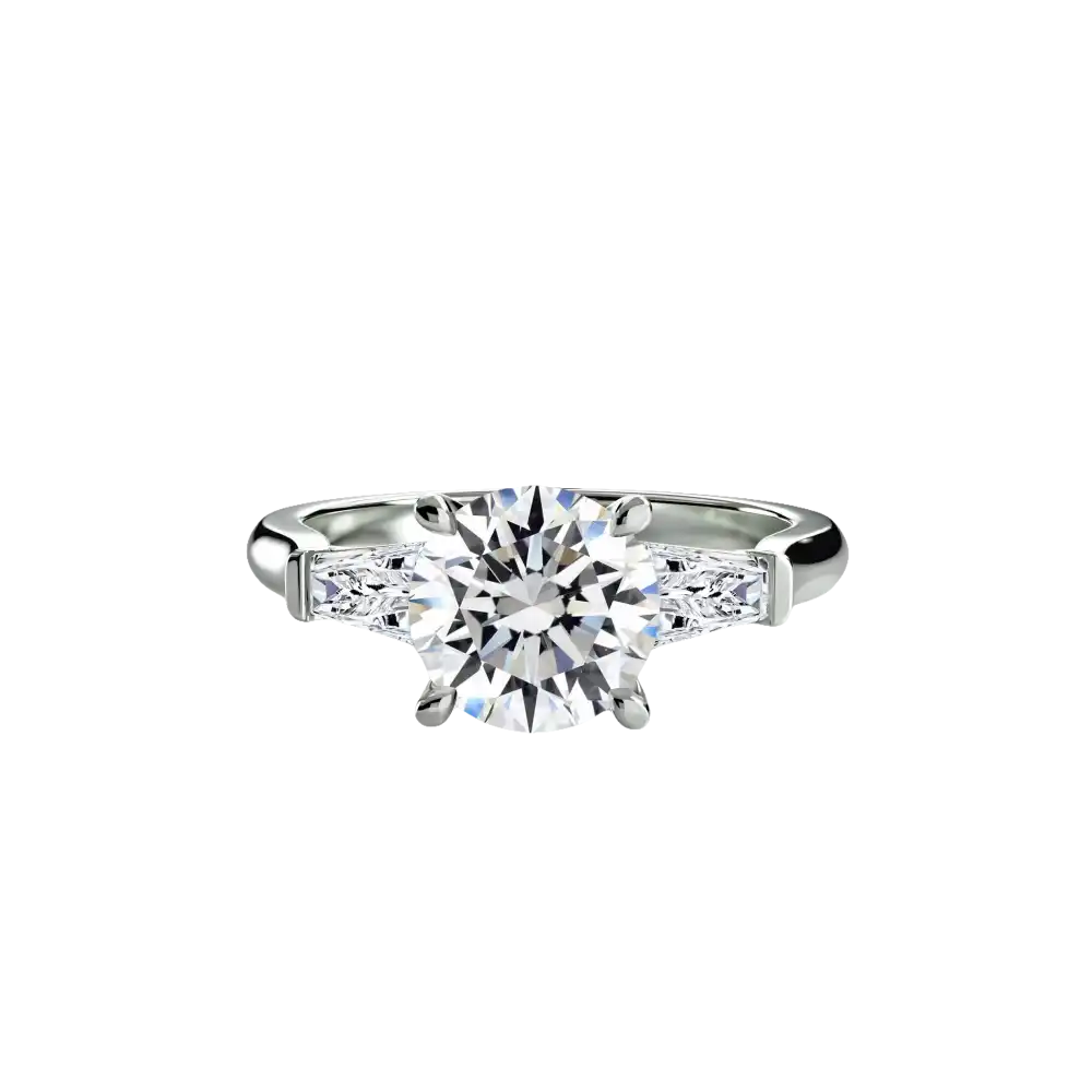 Three-Stone Ring (Baguette Side Stones) - setting