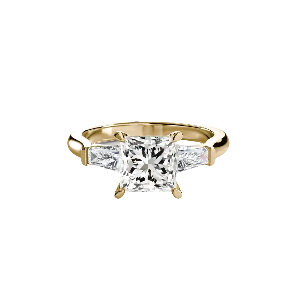 Three-Stone Ring (Baguette Side Stones) - setting