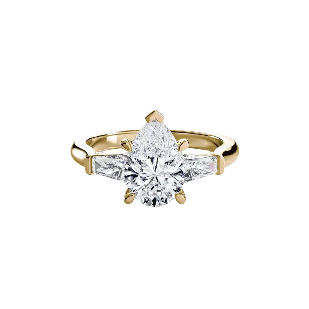 Three-Stone Ring (Baguette Side Stones) - setting
