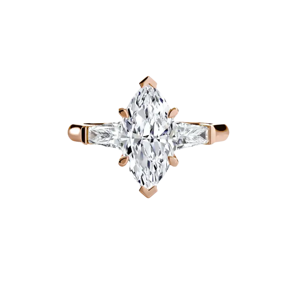 Three-Stone Ring (Baguette Side Stones) - setting