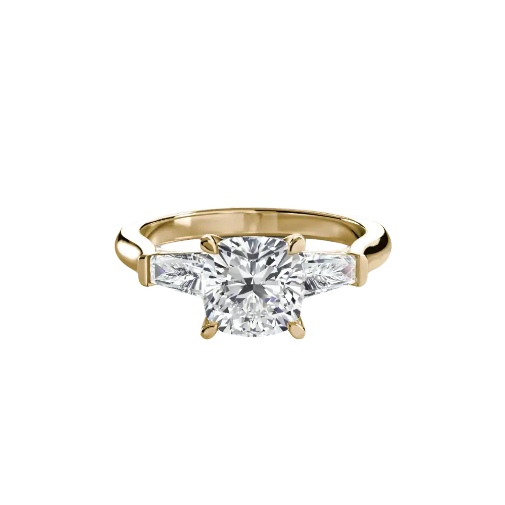 Three-Stone Ring (Baguette Side Stones) - setting