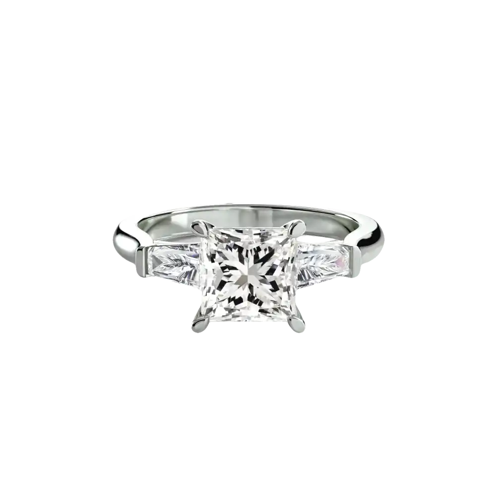 Three-Stone Ring (Baguette Side Stones) - setting