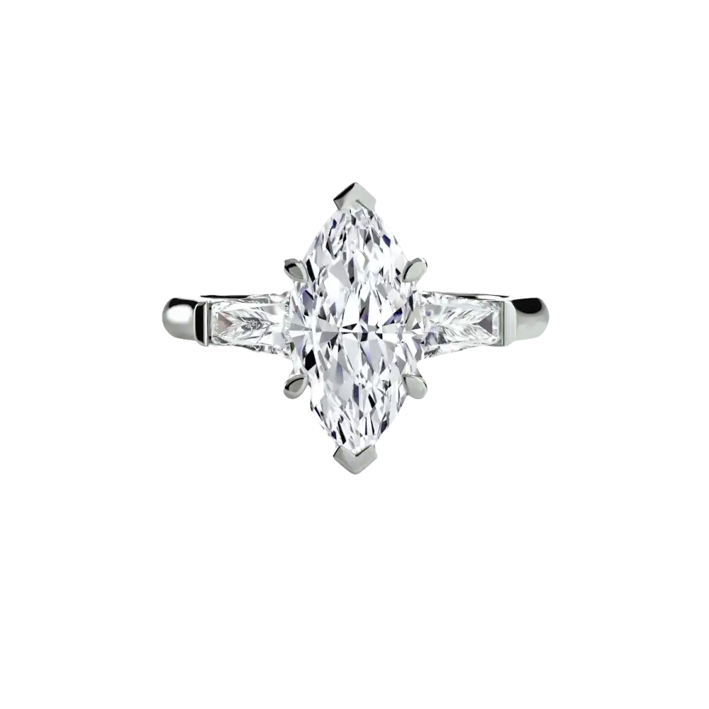 Three-Stone Ring (Baguette Side Stones) - setting